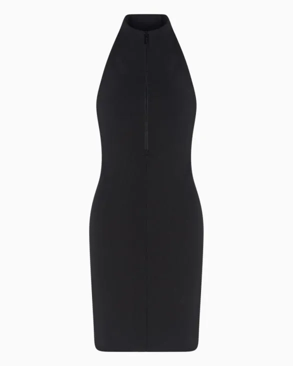 Stretch Jersey Midi Dress With Zip Black Women Armani Dresses And Jumpsuits