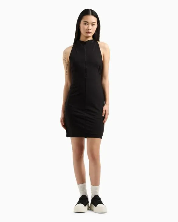 Stretch Jersey Midi Dress With Zip Black Women Armani Dresses And Jumpsuits Stretch Jersey Midi Dress With Zip Black Women Armani Dresses And Jumpsuits