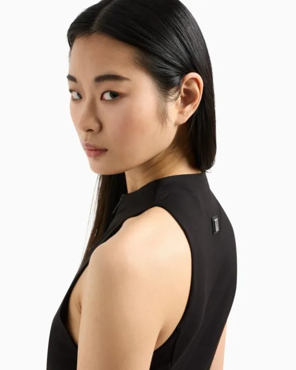 Stretch Jersey Midi Dress With Zip Black Women Armani Dresses And Jumpsuits Stretch Jersey Midi Dress With Zip Black Women Armani Dresses And Jumpsuits