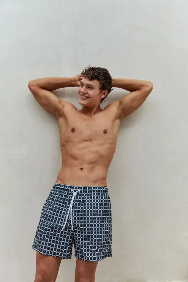 Stretch Swim Short Navy Diamond Tile Men Cotton On Shorts