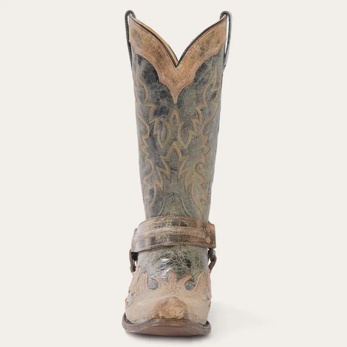 Sundance Kid Washed Crater Black Cowboy Boot Black Men Stetson Western