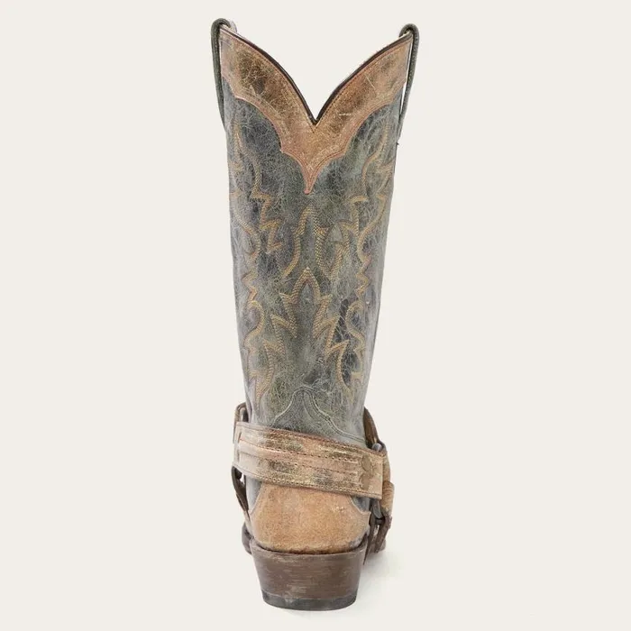 Sundance Kid Washed Crater Black Cowboy Boot Black Men Stetson Western