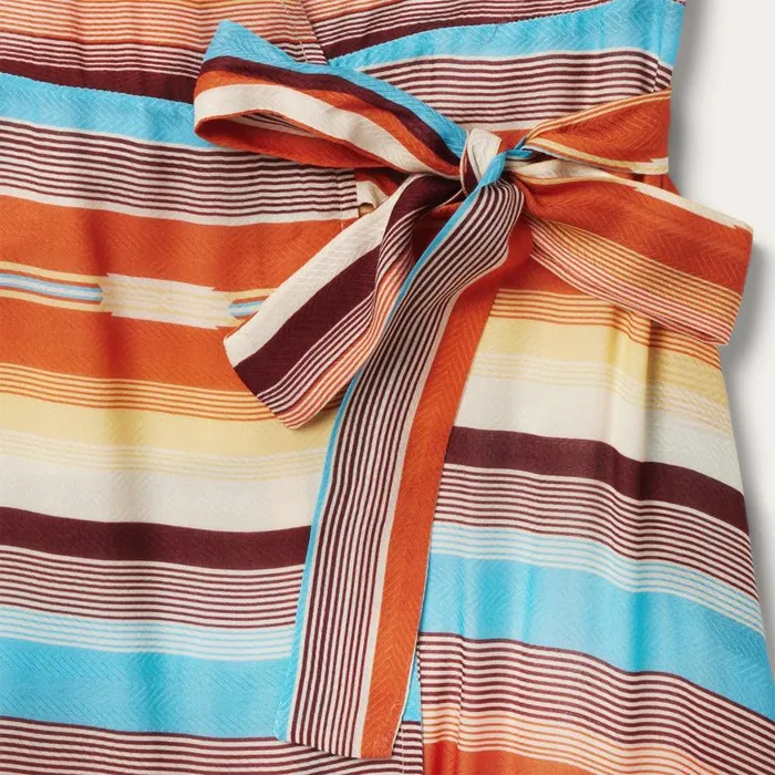 Sunset Serape Print Rayon Herringbone Wrap Front Dress Multi Women Stetson Midi