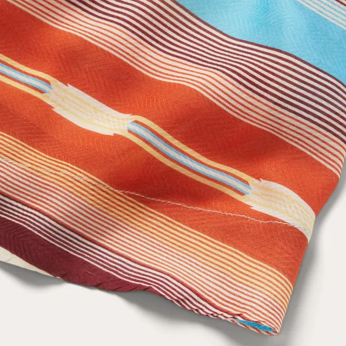 Sunset Serape Print Rayon Herringbone Wrap Front Dress Multi Women Stetson Midi