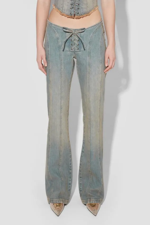 Sunset Wash Lara Laced Denim Trousers Blue Women MISBHV Trousers