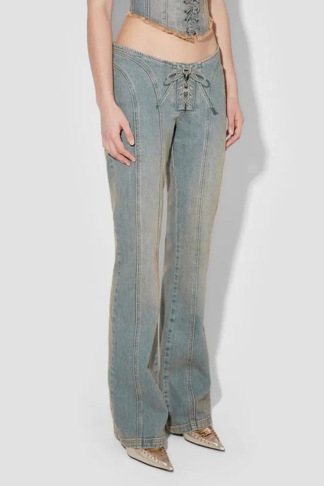 Sunset Wash Lara Laced Denim Trousers Blue Women MISBHV Trousers