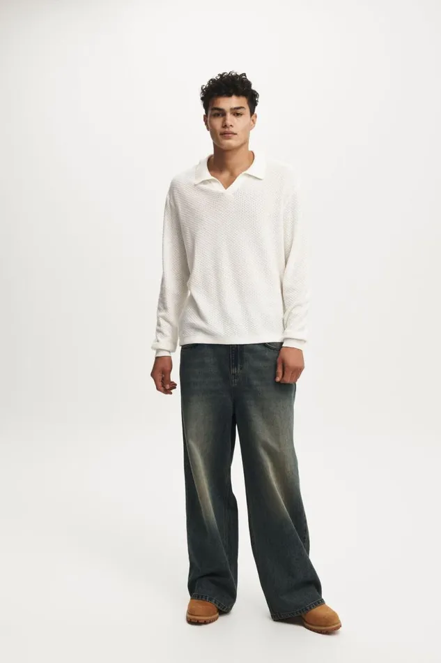 Super Baggy Jean Y2k Washed Blue Men Cotton On Pants