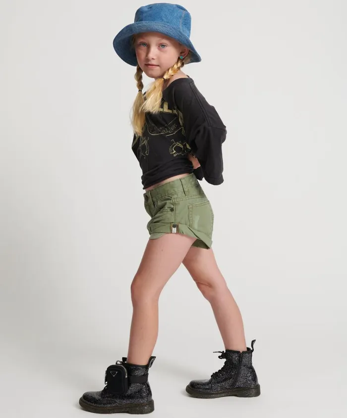 SUPER KHAKI KIDS BANDIT DENIM SHORTS Kids One Teaspoon Kids SUPER KHAKI KIDS BANDIT DENIM SHORTS Kids One Teaspoon Kids