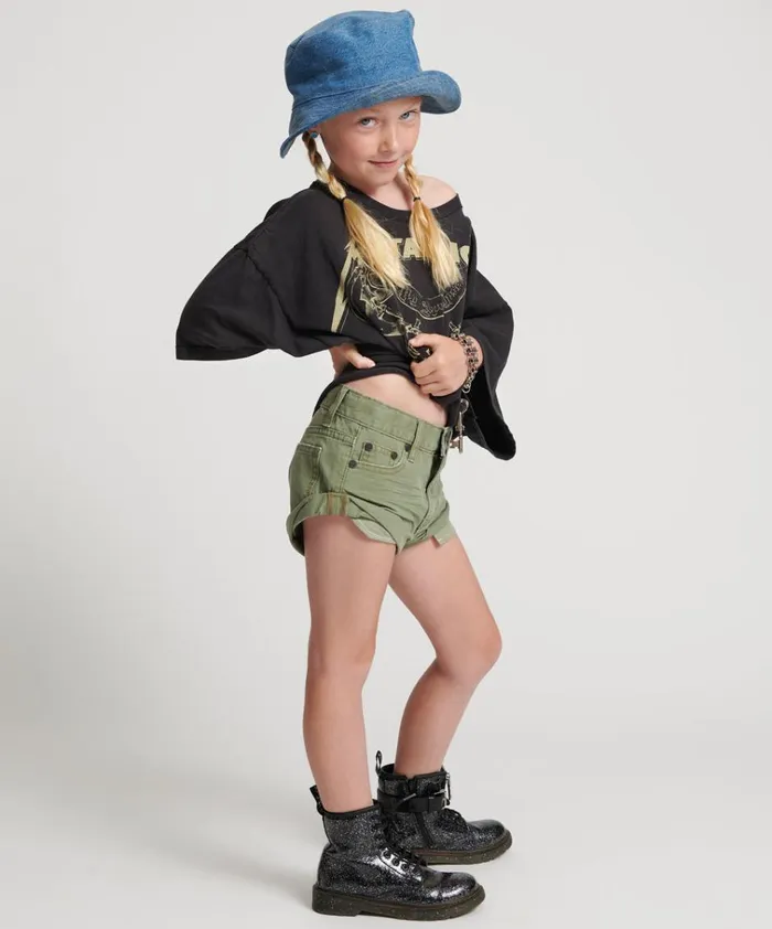 SUPER KHAKI KIDS BANDIT DENIM SHORTS Kids One Teaspoon Kids SUPER KHAKI KIDS BANDIT DENIM SHORTS Kids One Teaspoon Kids