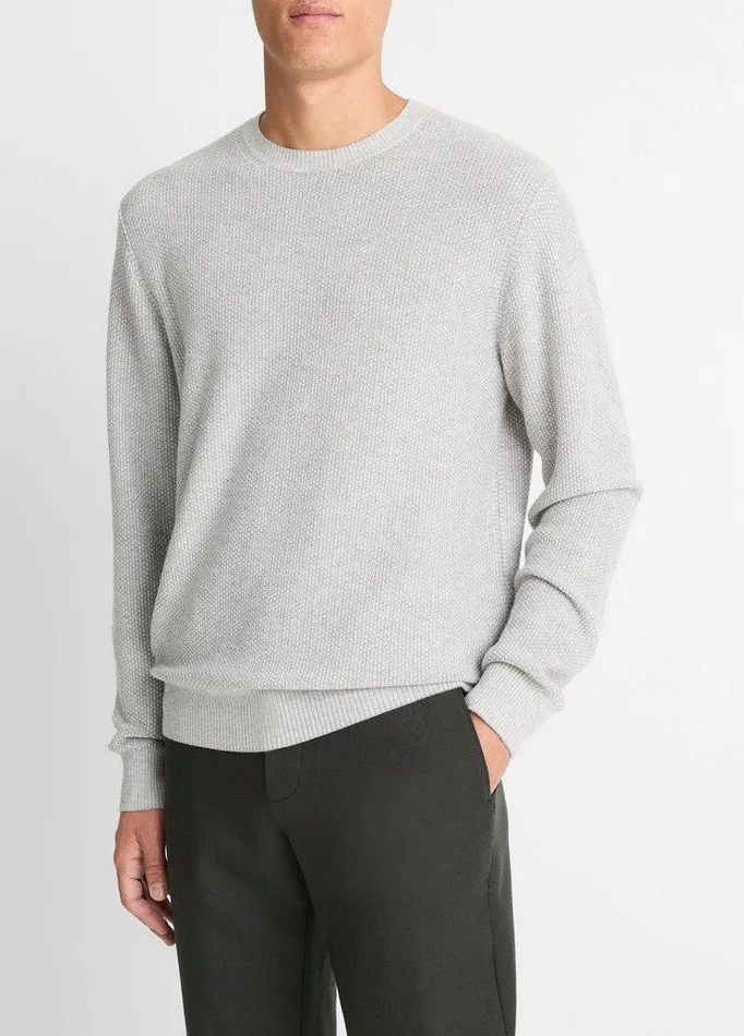 Sweaters Men Vince GeoJacquard WoolBlend Crew Neck Sweater Heather Greyclassic Cream Sweaters Men Vince GeoJacquard WoolBlend Crew Neck Sweater Heather Greyclassic Cream
