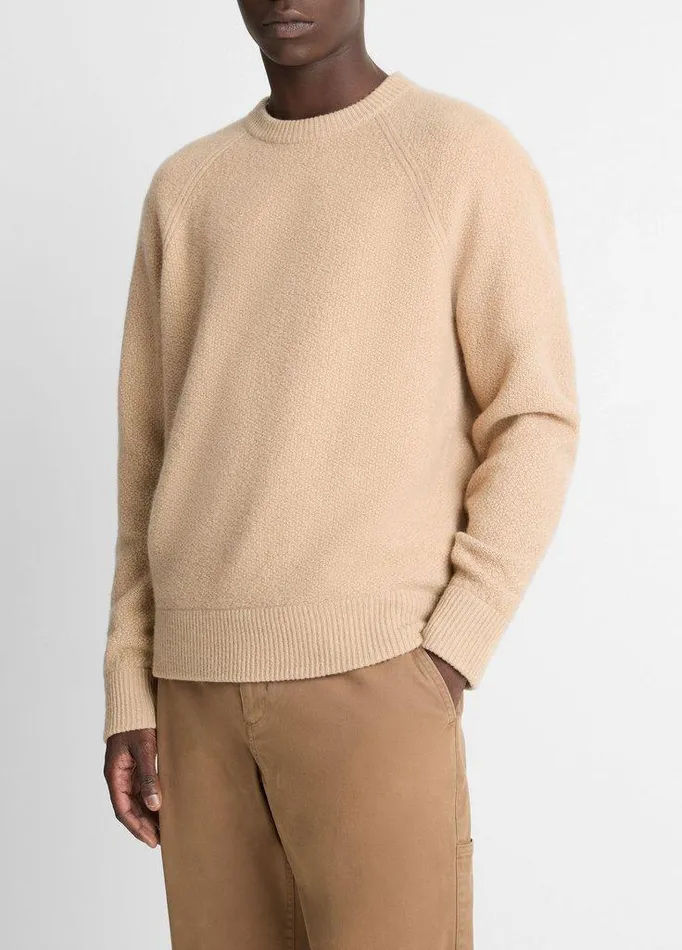 Sweaters Men Vince MicroBoucl WoolCashmere Sweater Cameletto Sweaters Men Vince MicroBoucl WoolCashmere Sweater Cameletto