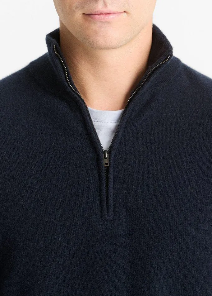 Sweaters Men Vince Plush Cashmere QuarterZip Sweater Coastal Blue
