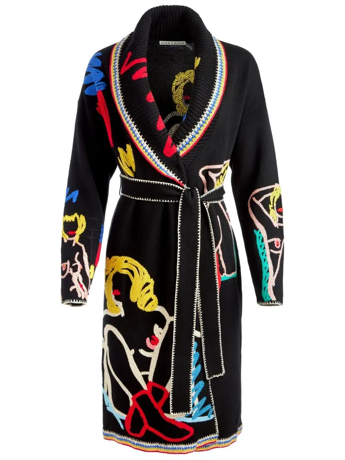 Sweaters Women Alice Olivia AO X TOM WESSELMANN ASTRID CARDIGAN Natural Beauty