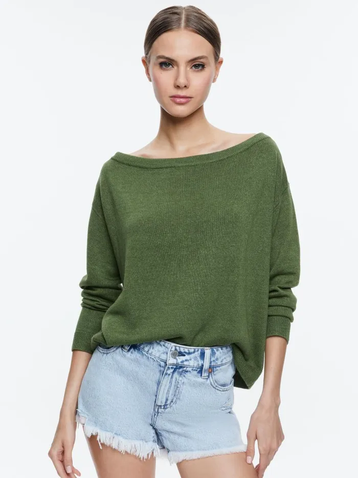 Sweaters Women Alice Olivia MARG SLOUCHY PULLOVER Avocado