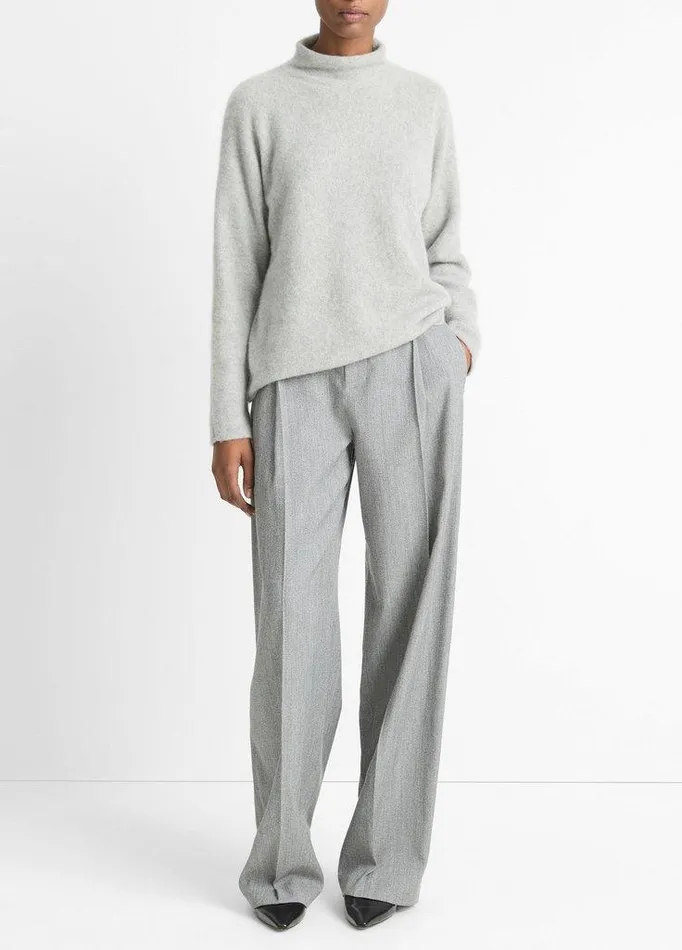 Sweaters Women Vince Cashmere Boxy Turtleneck Sweater Stone Grey