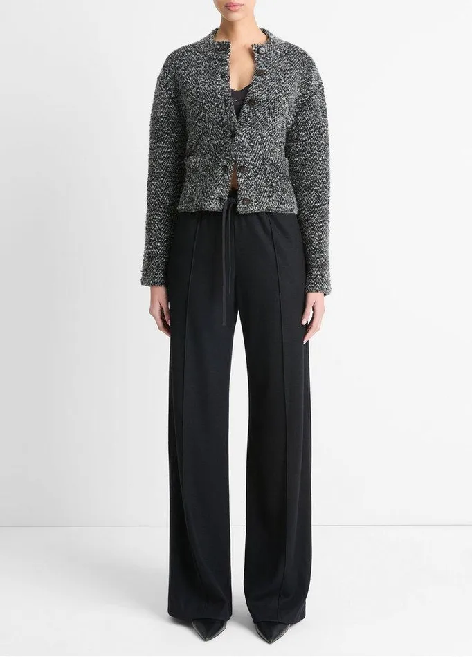 Sweaters Women Vince Herringbone WoolBlend Cardigan Jacket Blackoff White Combo Sweaters Women Vince Herringbone WoolBlend Cardigan Jacket Blackoff White Combo