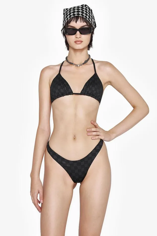 Swim Signature Monogram Brazilian Briefs Black Women MISBHV Swimwear
