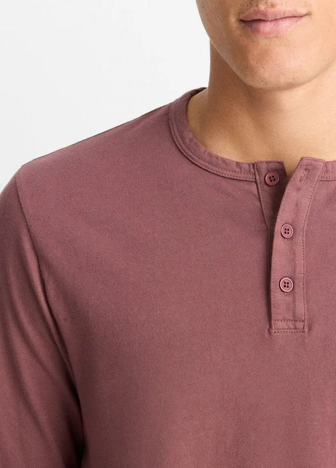 TShirts and Polos Men Vince Garment Dye Cotton LongSleeve Henley Washed Brick Red TShirts and Polos Men Vince Garment Dye Cotton LongSleeve Henley Washed Brick Red