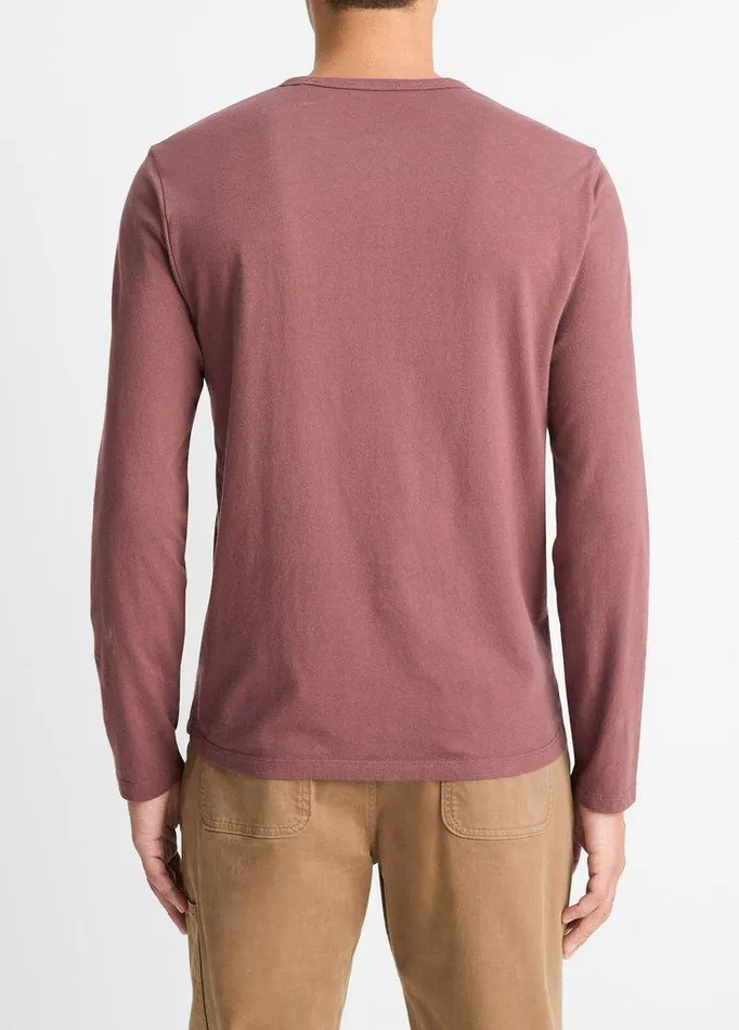 TShirts and Polos Men Vince Garment Dye Cotton LongSleeve Henley Washed Brick Red TShirts and Polos Men Vince Garment Dye Cotton LongSleeve Henley Washed Brick Red
