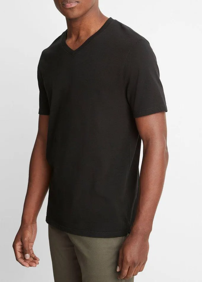 TShirts and Polos Men Vince Garment Dye Short Sleeve VNeck TShirt True Black TShirts and Polos Men Vince Garment Dye Short Sleeve VNeck TShirt True Black