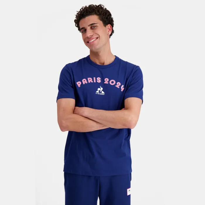 Tshirts And Tops Men Le Coq Sportif Paris 2024 TShirt Blue Depths