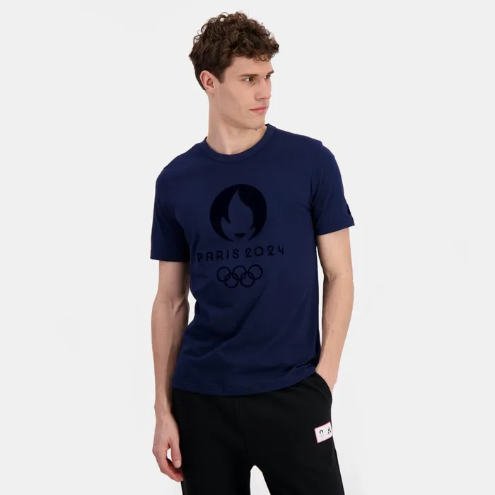 Tshirts And Tops MenWomen Le Coq Sportif Paris 2024 TShirt Bleu Nuit