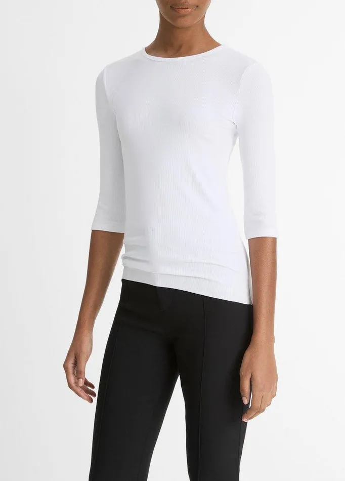TShirts Women Vince ElbowSleeve Crew Neck TShirt Optic White TShirts Women Vince ElbowSleeve Crew Neck TShirt Optic White