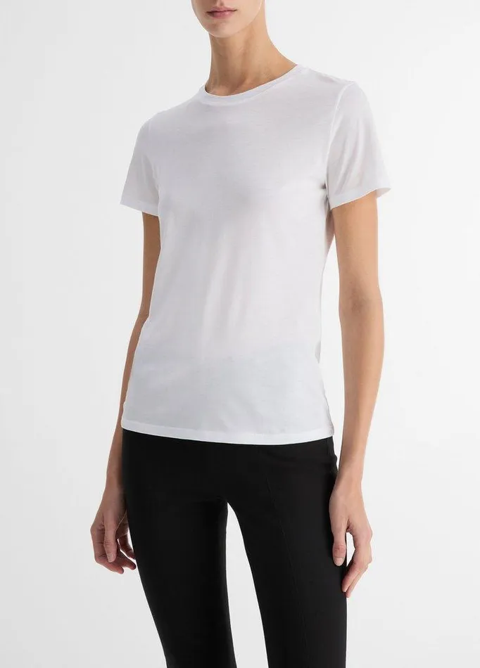 TShirts Women Vince Essential Pima Cotton Crew Neck TShirt Optic White TShirts Women Vince Essential Pima Cotton Crew Neck TShirt Optic White