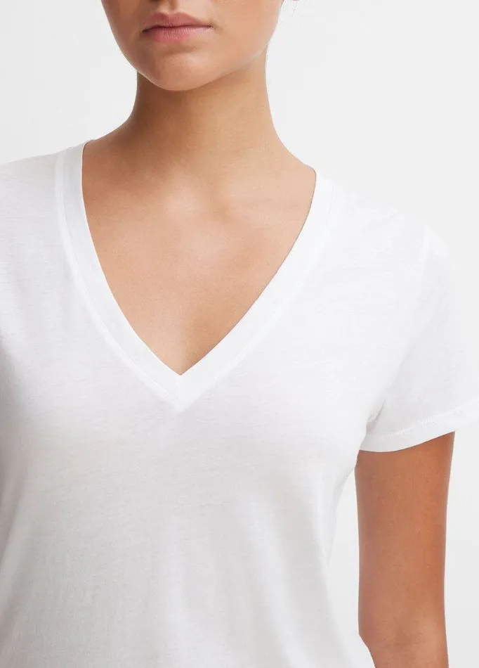 TShirts Women Vince Essential Pima Cotton VNeck TShirt Optic White TShirts Women Vince Essential Pima Cotton VNeck TShirt Optic White