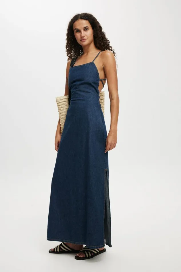 Tate Denim Maxi Dress Mistic Blue Women Cotton On Skirts