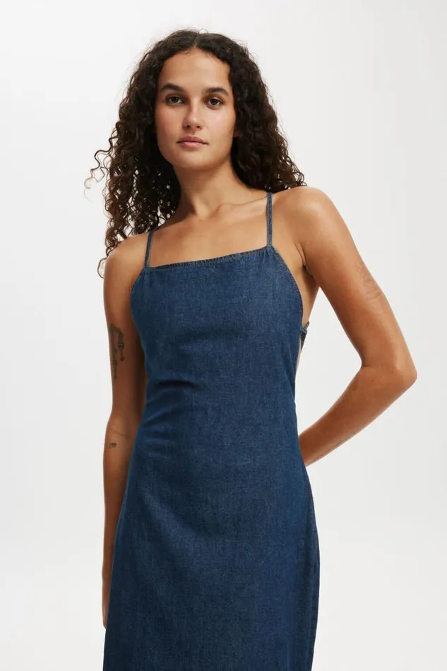 Tate Denim Maxi Dress Mistic Blue Women Cotton On Skirts