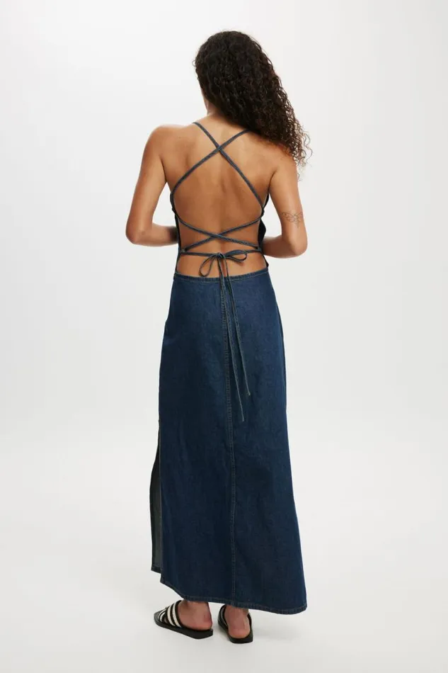 Tate Denim Maxi Dress Mistic Blue Women Cotton On Skirts
