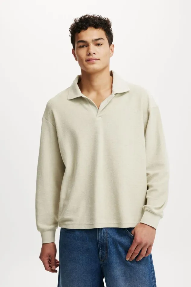 Textured Rugby Ivory Men Cotton On Sweats and Hoodies