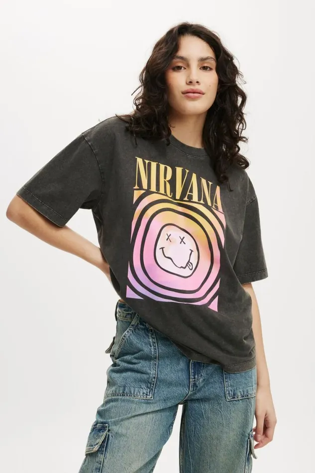 The Lcn Boxy Graphic Tee Lcn Mt Nirvana Facewashed Black Women Cotton On Tops The Lcn Boxy Graphic Tee Lcn Mt Nirvana Facewashed Black Women Cotton On Tops