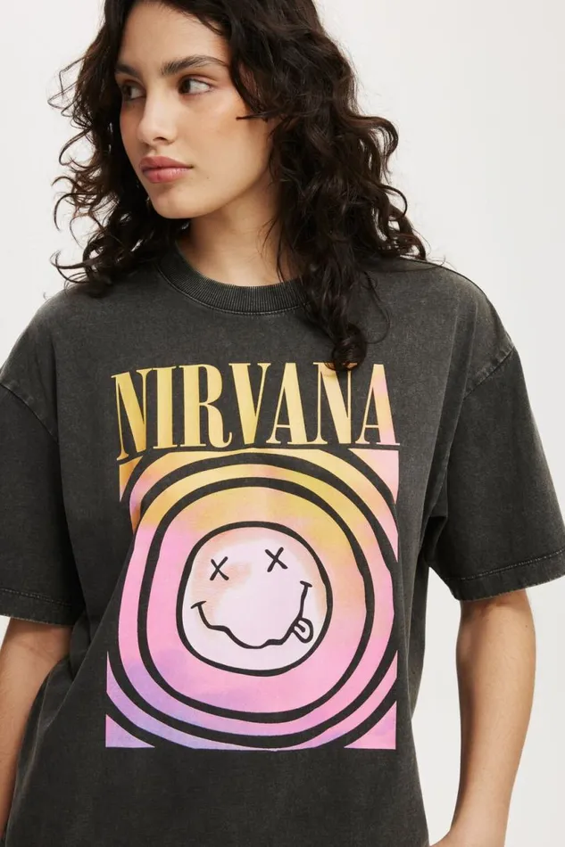 The Lcn Boxy Graphic Tee Lcn Mt Nirvana Facewashed Black Women Cotton On Tops The Lcn Boxy Graphic Tee Lcn Mt Nirvana Facewashed Black Women Cotton On Tops
