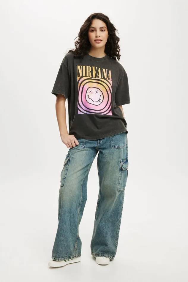 The Lcn Boxy Graphic Tee Lcn Mt Nirvana Facewashed Black Women Cotton On Tops The Lcn Boxy Graphic Tee Lcn Mt Nirvana Facewashed Black Women Cotton On Tops