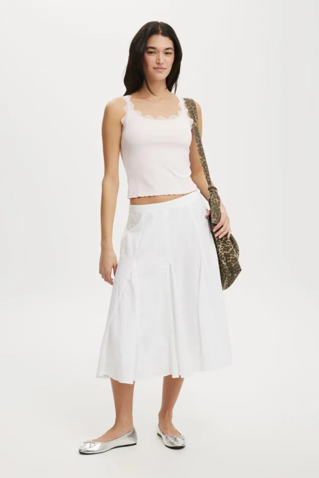 Tibby Lace Trim Tank Flossy Pink Women Cotton On Tops