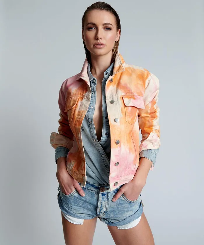 TIE DYE MIND FREQUENCIES DENIM TRUCKER JACKET Women One Teaspoon Denim Jackets