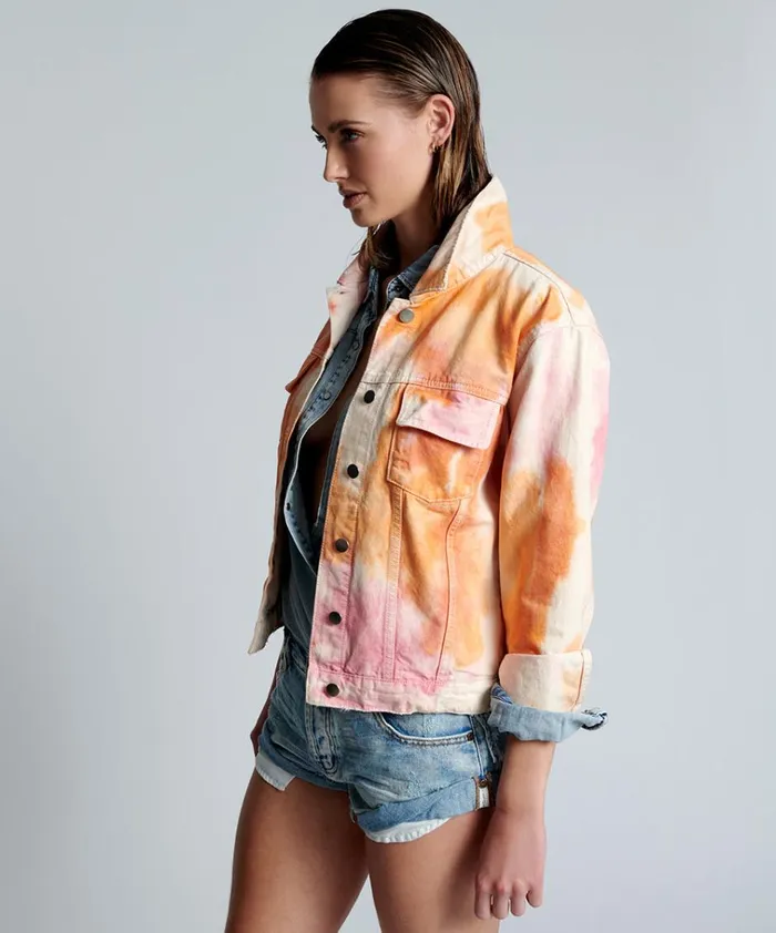 TIE DYE MIND FREQUENCIES DENIM TRUCKER JACKET Women One Teaspoon Denim Jackets TIE DYE MIND FREQUENCIES DENIM TRUCKER JACKET Women One Teaspoon Denim Jackets