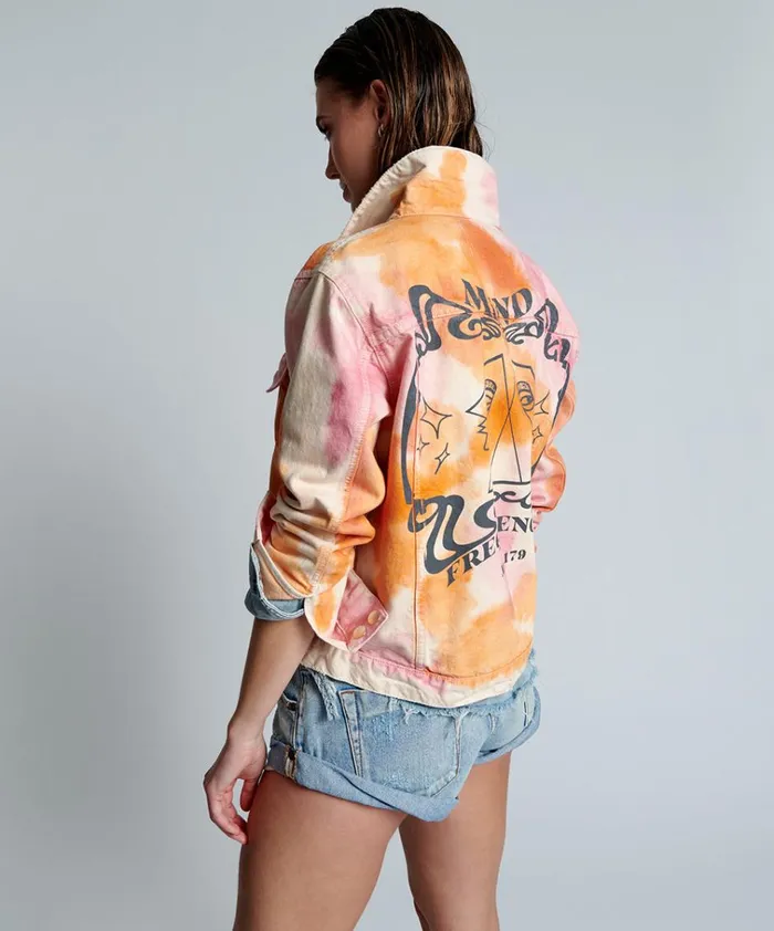 TIE DYE MIND FREQUENCIES DENIM TRUCKER JACKET Women One Teaspoon Denim Jackets TIE DYE MIND FREQUENCIES DENIM TRUCKER JACKET Women One Teaspoon Denim Jackets