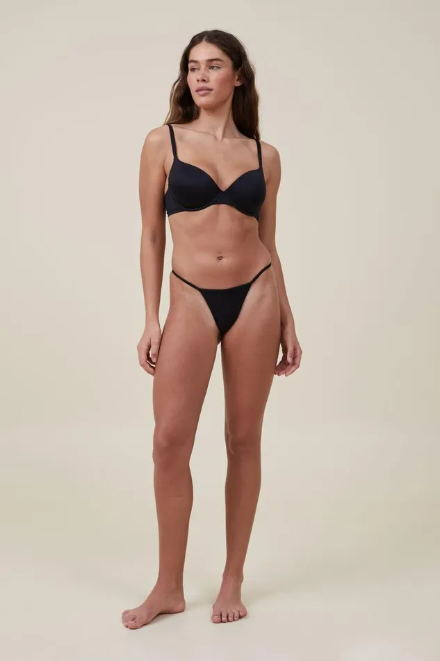 Tiny Invisible Tanga G String r Black Women Cotton On Panties