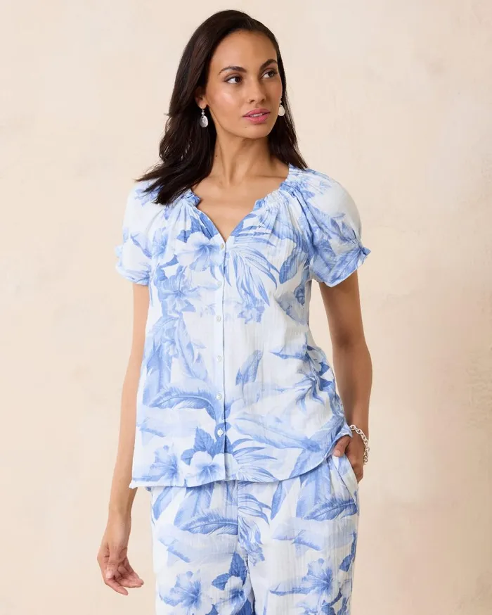 Tommy Bahama Ashby Isles Boardwalk Stripe 34Sleeve TShirt Blue Canal Women Tops and Shirts Tommy Bahama Ashby Isles Boardwalk Stripe 34Sleeve TShirt Blue Canal Women Tops and Shirts