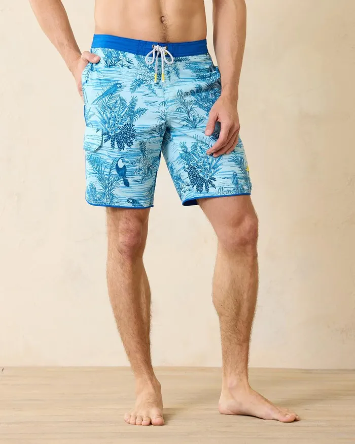 Tommy Bahama Big and Tall Baja Palma Fresca Boardshorts Dark Monstera Big and Tall Swim and Boardshorts