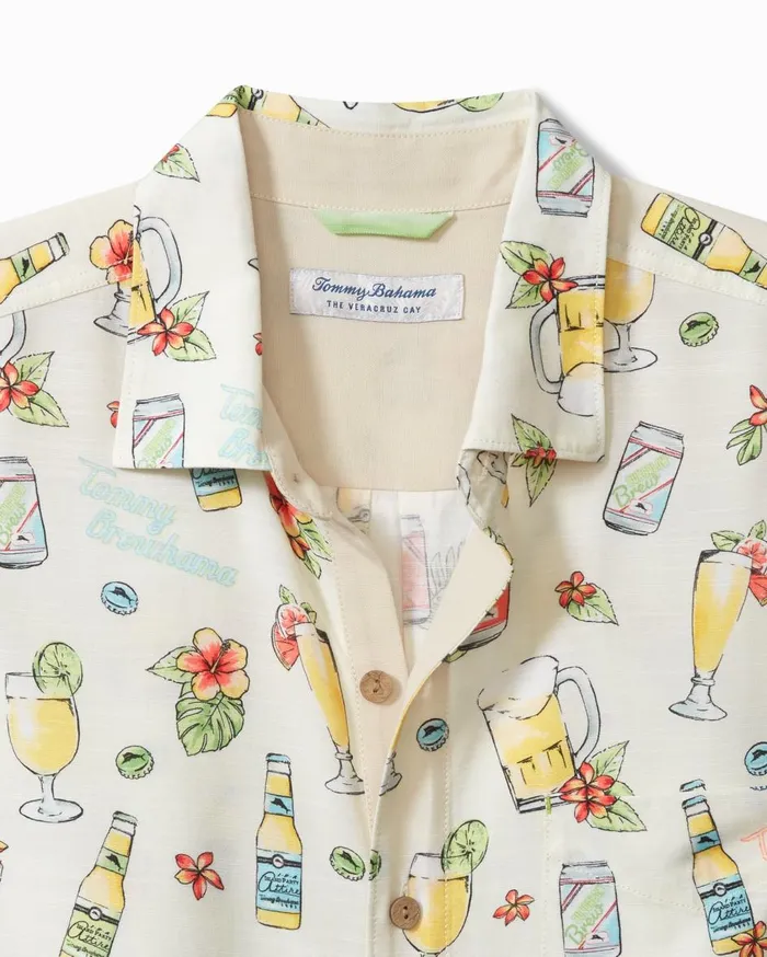 Tommy Bahama Big and Tall Coconut Point Pixel Paradise IslandZone Camp Shirt Bluebell Big and Tall Shirts