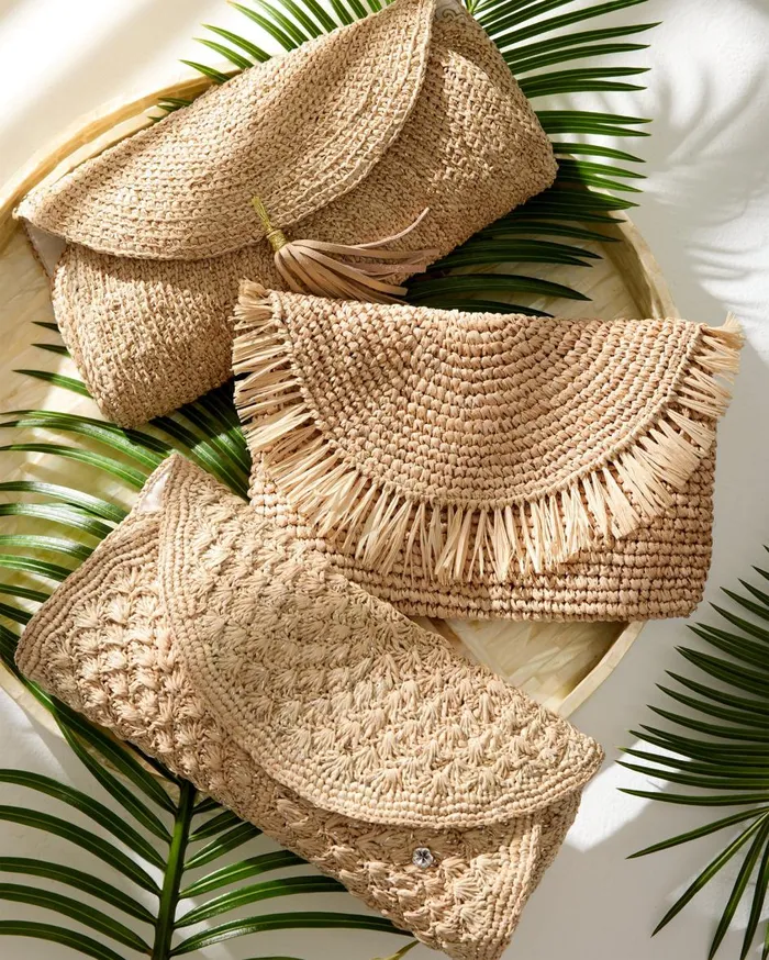 Tommy Bahama Islamora Lux Crocheted Raffia Clutch Natural Women Handbags and Clutches Tommy Bahama Islamora Lux Crocheted Raffia Clutch Natural Women Handbags and Clutches
