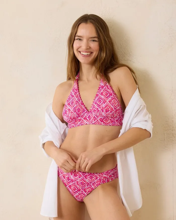 Tommy Bahama Island Cays Shell Beach Reversible Halter Bikini Top Passion Pink Rev Women Reversibles