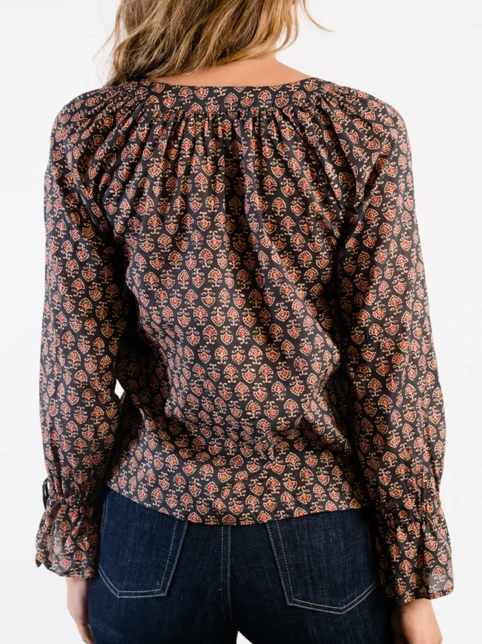 Tops Able Women Kristen Button Down Blouse Dark Block Print