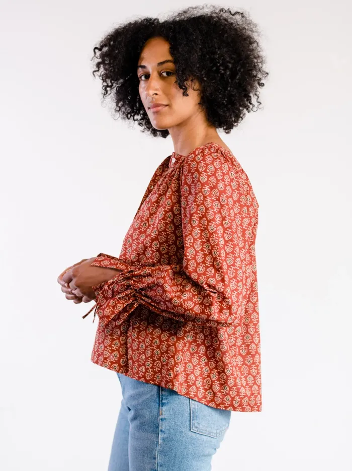 Tops Able Women Kristen Button Down Blouse Dark Block Print
