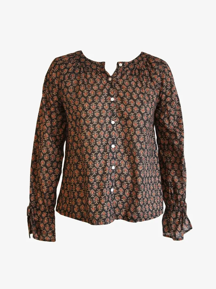Tops Able Women Kristen Button Down Blouse Dark Block Print