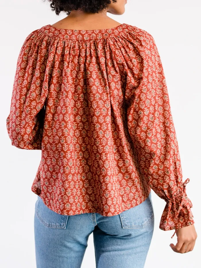 Tops Able Women Kristen Button Down Blouse Dark Block Print
